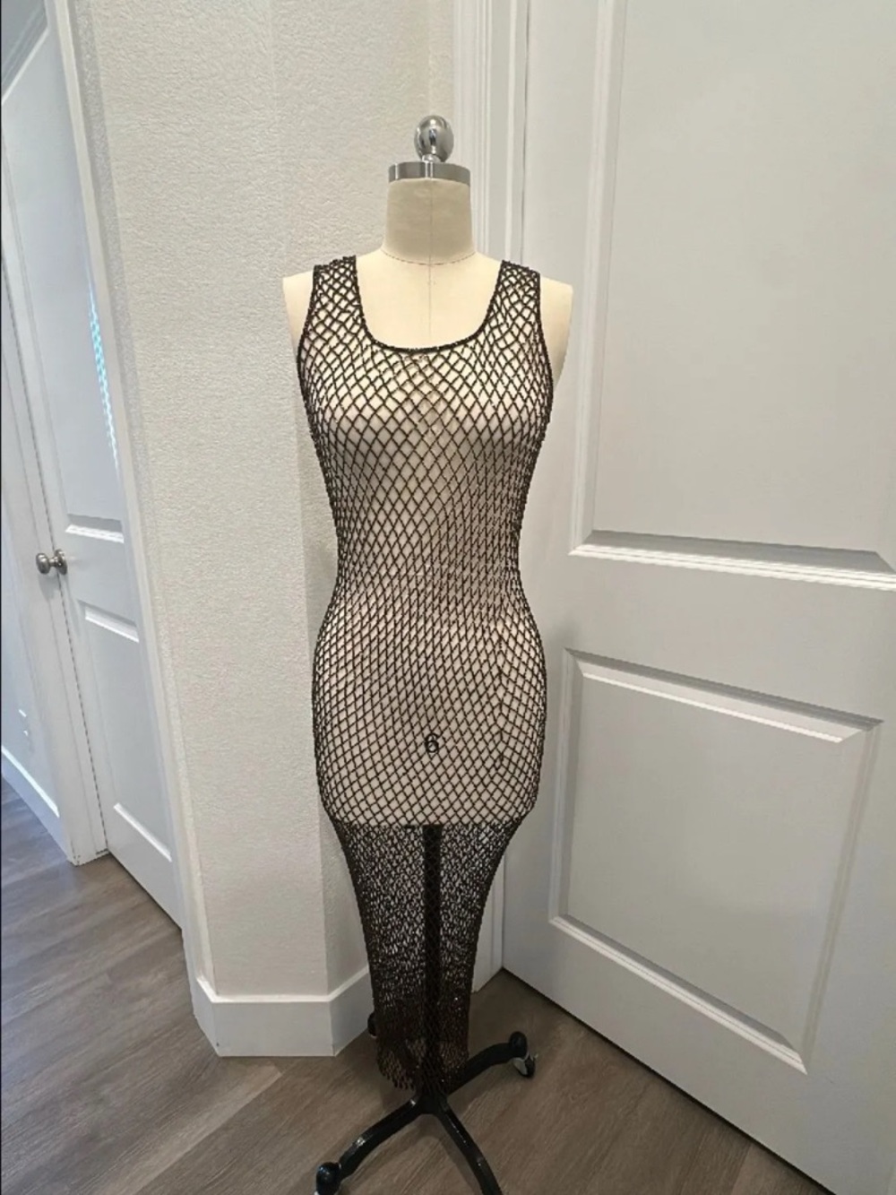 Brown Fishnet Maxi Dress Cover-Up Ethos fairy boho festival